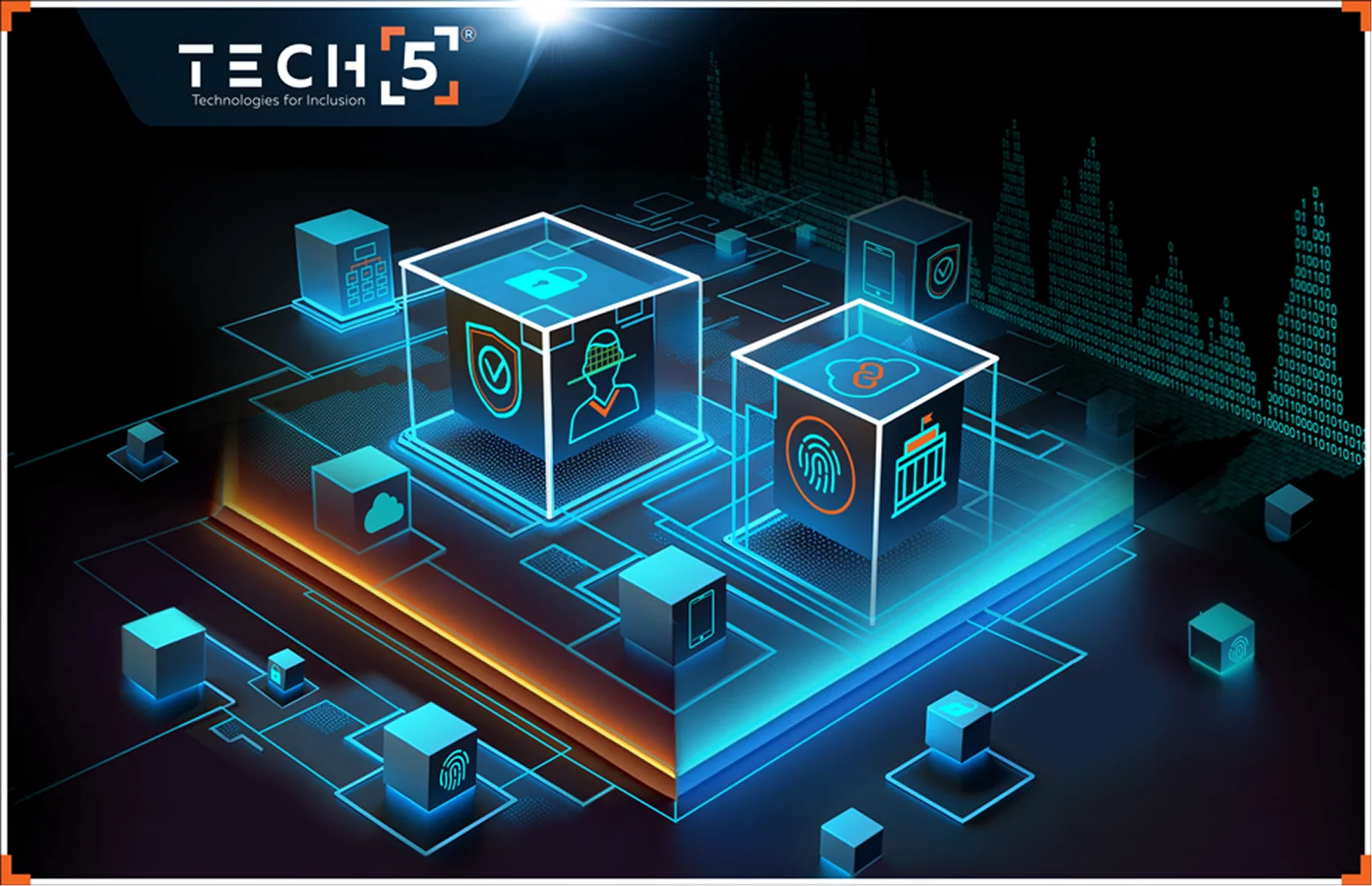 Main image of a digital solution showcasing biometric and AI-powered security features.